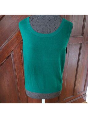 Talbots Womens Green Pima Cotton Sleeveless Sweater Tank Top L NWT